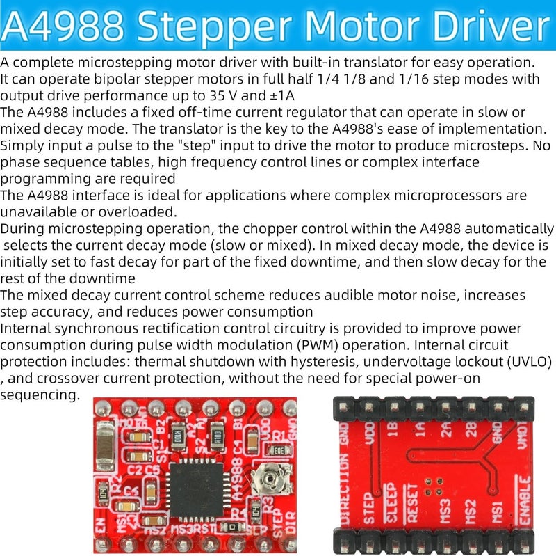 MTDELE 5Pcs A4988 Stepper Motor Driver Module Compatible with for 3D Printer Reprap Mendel Huxley Arduino with Heat Sink - Image 4